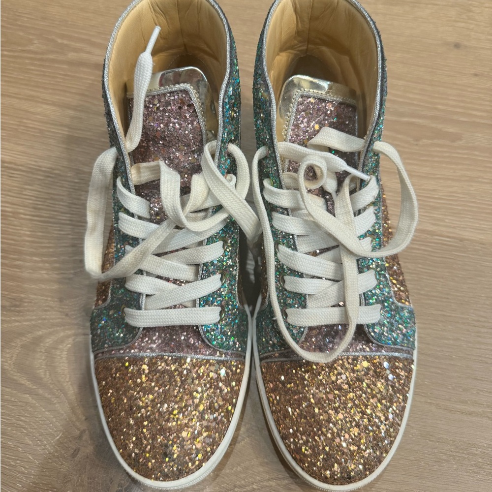 Christian Louboutin glitter high top sneakers